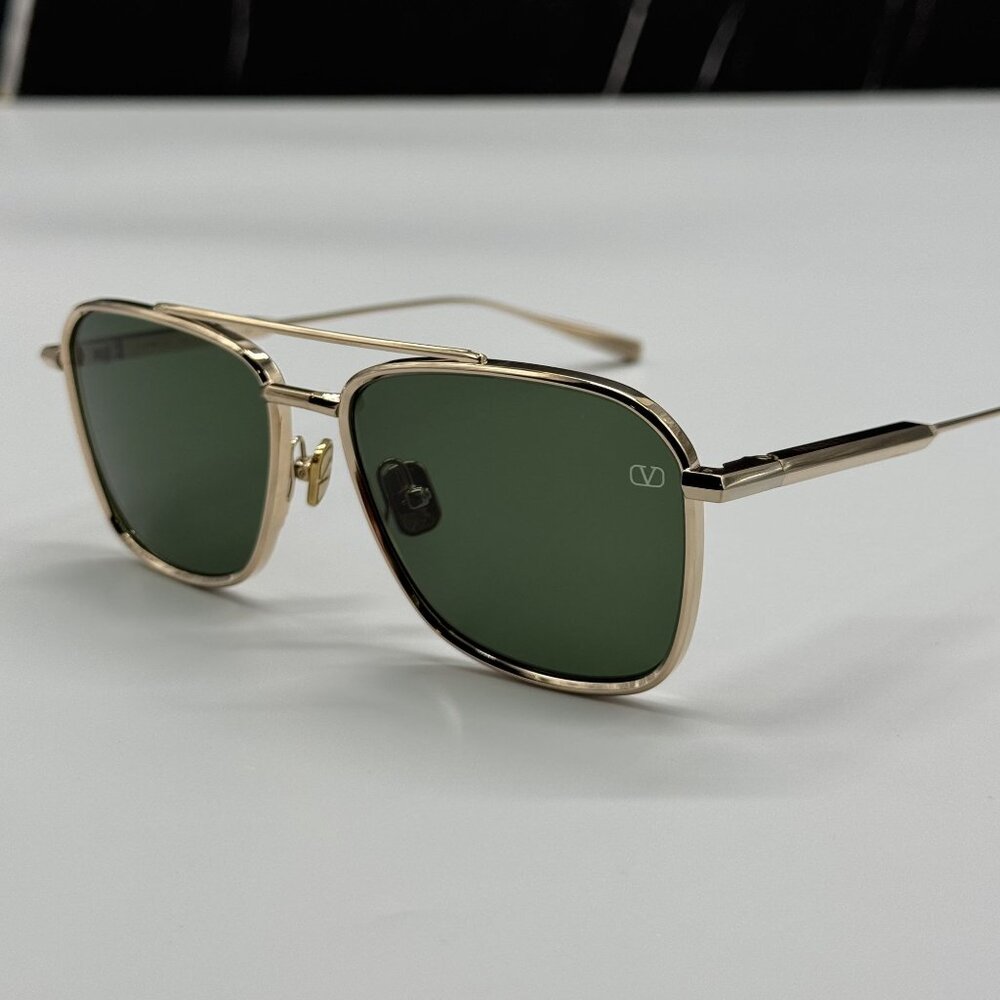 NEW VALENTINO VLS-168A GOLD GREEN UNISEX SUNGLASSES - Picture 4 of 10
